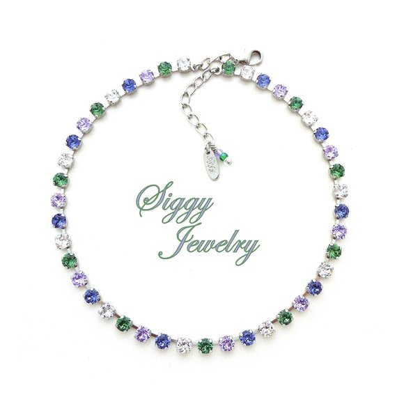 Twilight Serenade Tennis Necklace made with 6mm Austrian Crystals - Picture 1 of 7